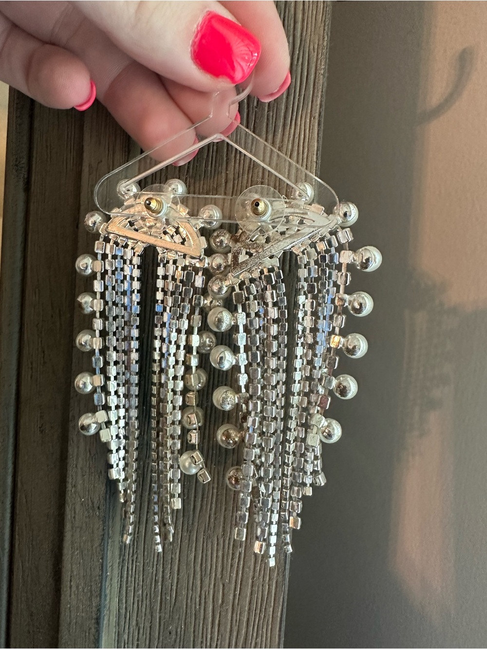 Statement Pearl and Crystal Dangle Earrings - Silver - Picture 3 of 4